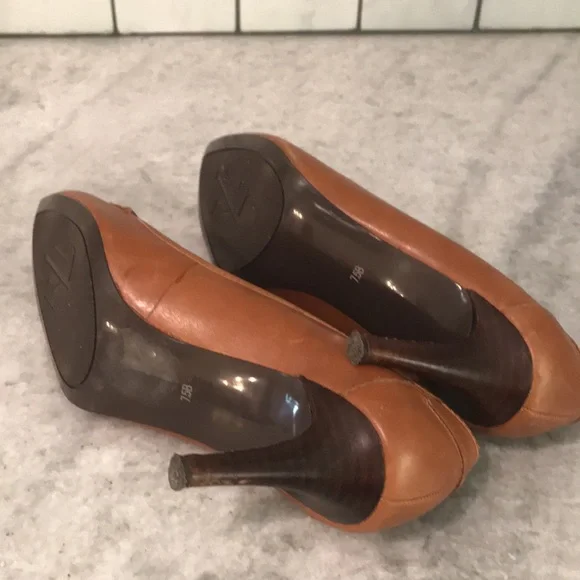 Lauren Ralph Lauren Pumps Womens 7.5 Brown Leather Esme Penny Loafer Heels - Picture 9 of 10